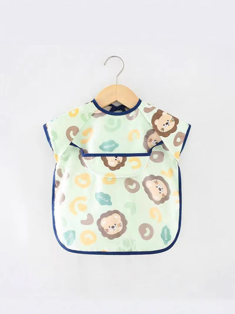 Baby Pure Cotton Smock, Children's Summer Thin Bib, 1-3 Years Old, Class a Infant Short-Sleeve Feeding Bib, Long-Sleeve Version - image 3