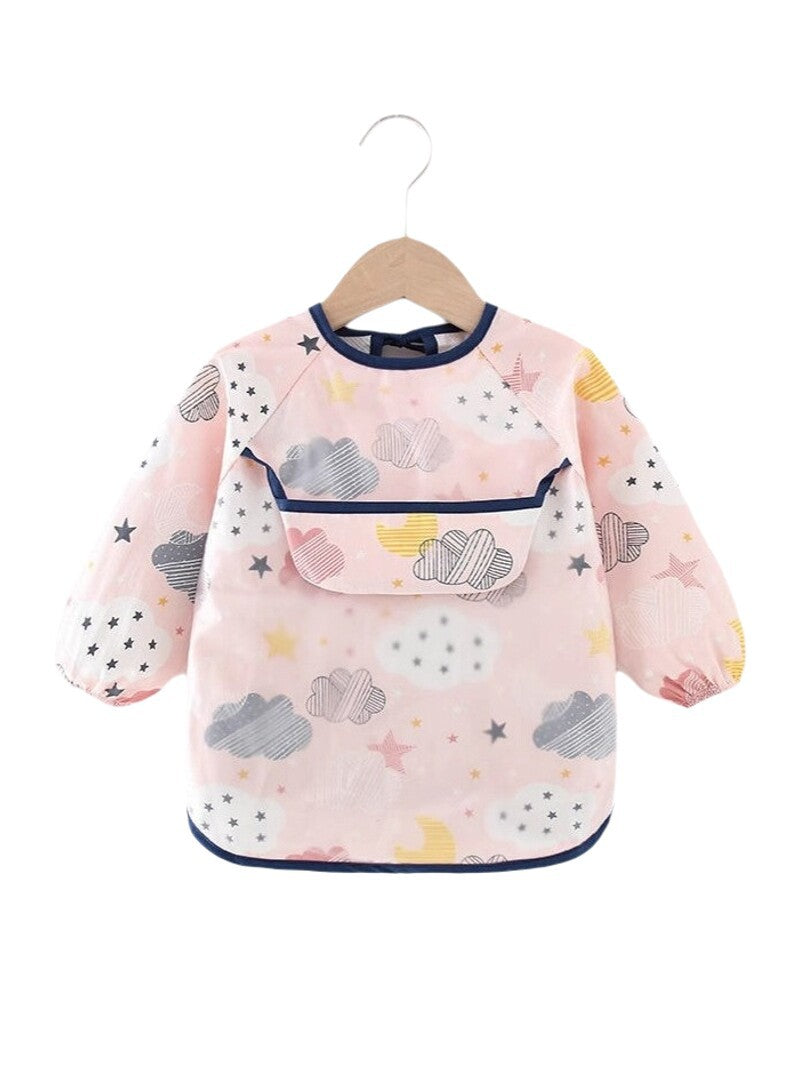 Baby Pure Cotton Smock, Children's Summer Thin Bib, 1-3 Years Old, Class a Infant Short-Sleeve Feeding Bib, Long-Sleeve Version - image 5