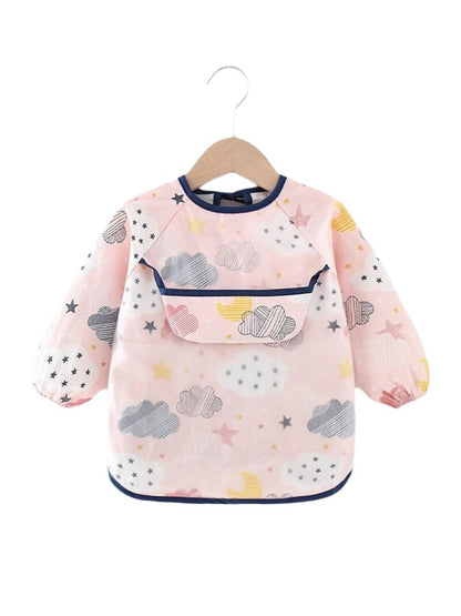 Baby Pure Cotton Smock, Children's Summer Thin Bib, 1-3 Years Old, Class a Infant Short-Sleeve Feeding Bib, Long-Sleeve Version - image 5