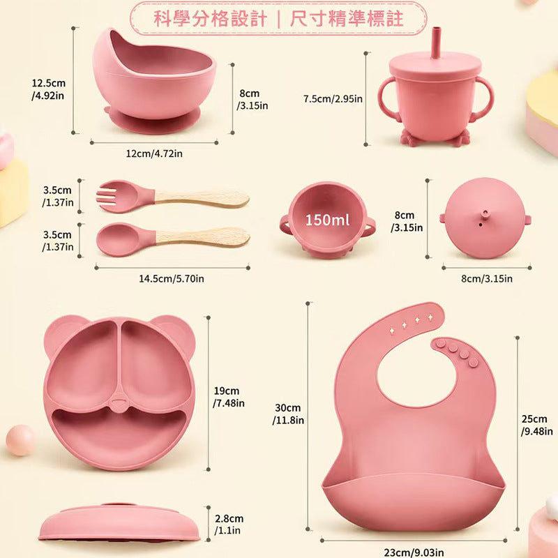 Cross-Border Silicone Dinner Plate Children's Tableware Set Six-Piece Set Baby Tableware Supplementary Food Bowl Baby Feeding Supplies - image 2