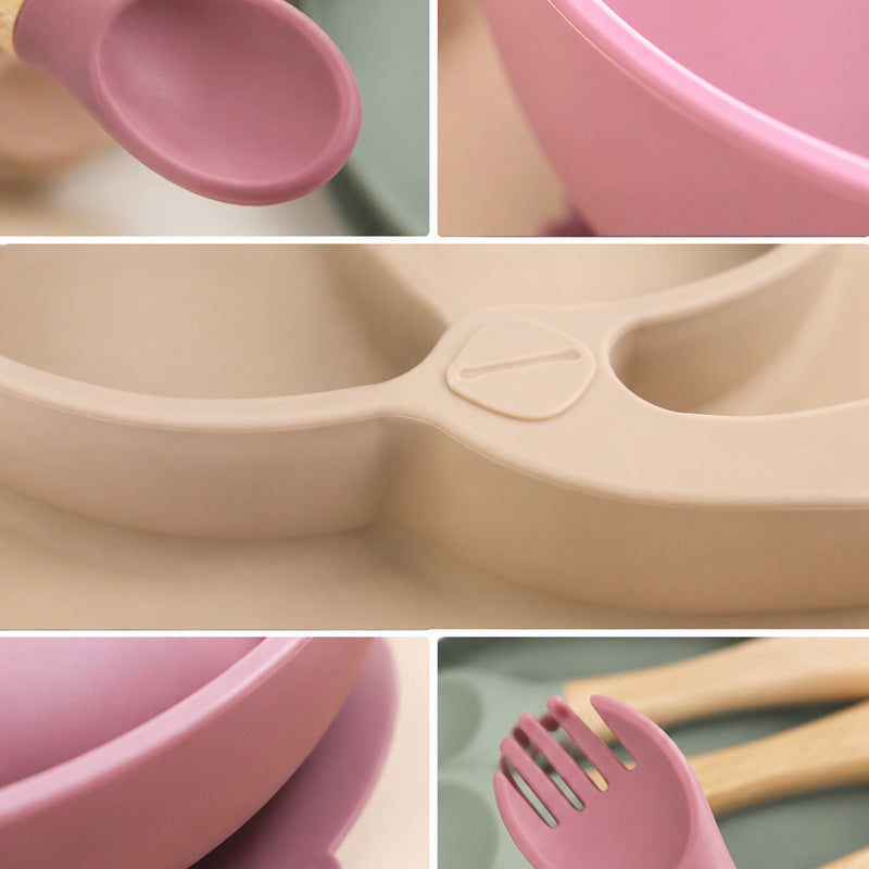 Cross-Border Silicone Dinner Plate Children's Tableware Set Six-Piece Set Baby Tableware Supplementary Food Bowl Baby Feeding Supplies - image 4
