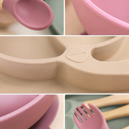 Cross-Border Silicone Dinner Plate Children's Tableware Set Six-Piece Set Baby Tableware Supplementary Food Bowl Baby Feeding Supplies - image 4