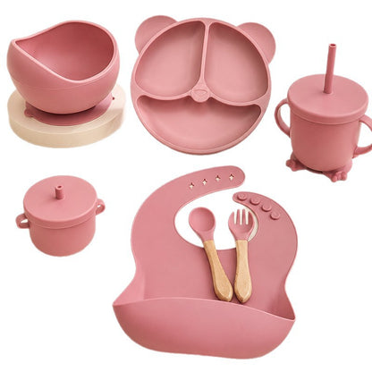 Cross-Border Silicone Dinner Plate Children's Tableware Set Six-Piece Set Baby Tableware Supplementary Food Bowl Baby Feeding Supplies - image 5