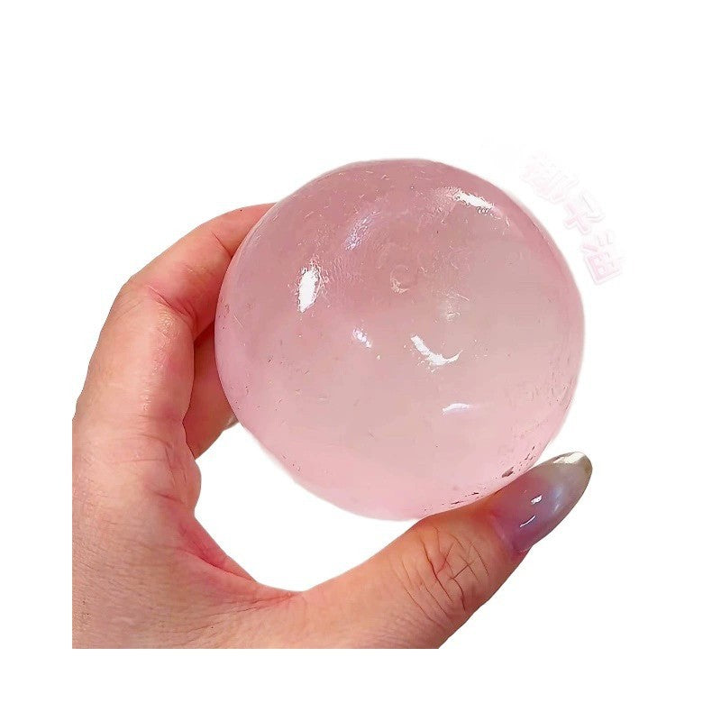 Sakura Pink Soft Coconut Oil Squeeze Toy Handmade Ball Transparent Round Ball Maltose Stress Relief Toy - image 5
