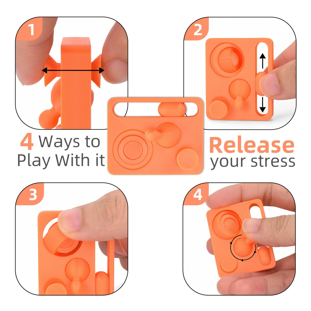 Cross-border bestseller 3D printed 4-in-1 rotating fingertip slider stress-relief toy, fingertip spinner stress-relief ornament - image 3