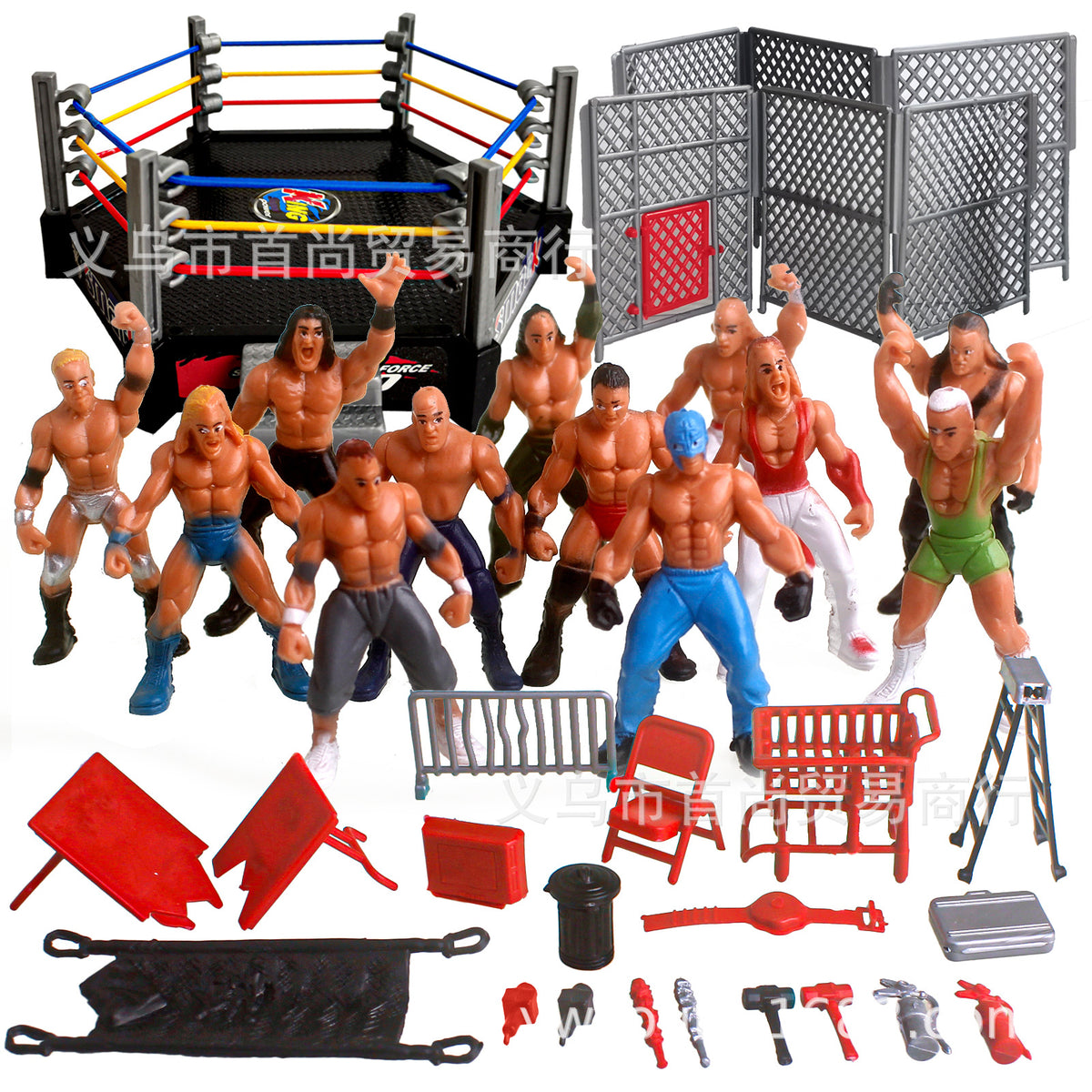 Cross-Border Boxing Ring Competition Free Fighting Wrestler Gladiator Character Model Figurine Set Toy - image 1