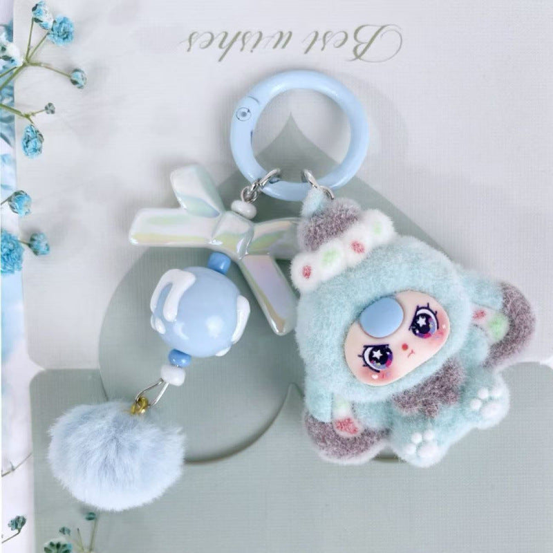 Cute plush cartoon pendant for a three-year-old child, backpack charm, adorable doll keychain, student accessory, gift for a best friend - image 3