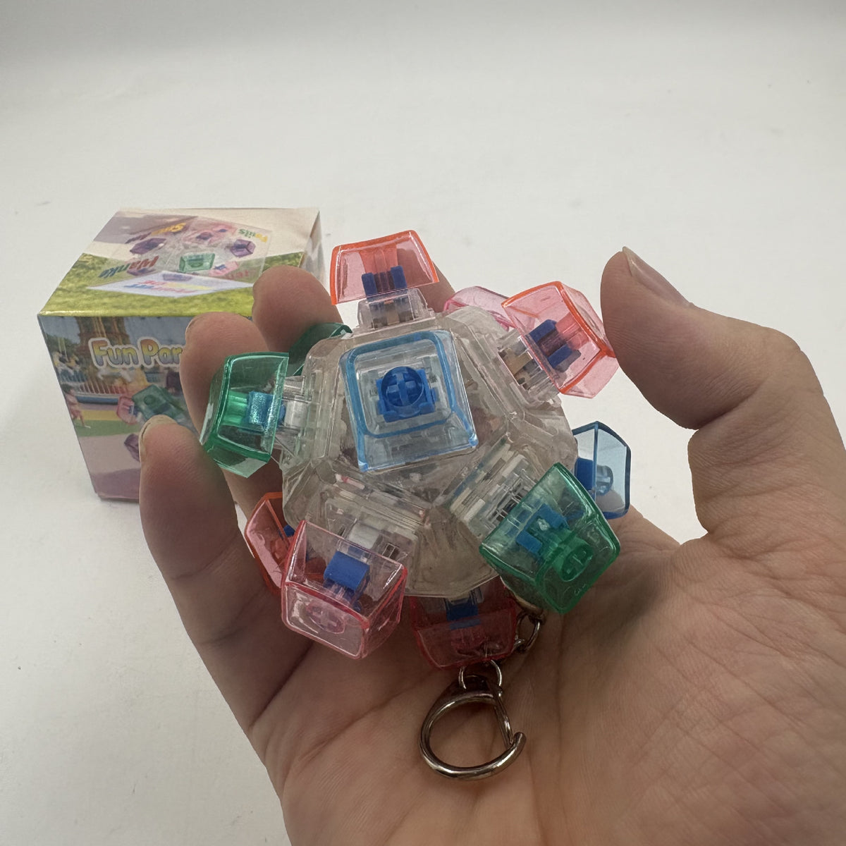 Spherical Button Cube Stress Relief Toy, Colorful Ball-Shaped Fidget Pendant, Finger Key Button Decompression Glowing Design - image 4