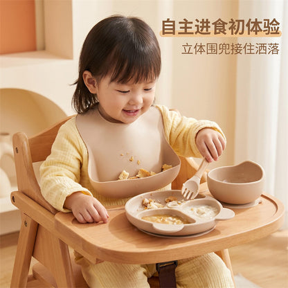 Cross-Border Children's Tableware Silicone Plate Five-Piece Set Baby Silicone Tableware Supplementary Food Bowl Baby Silicone Bowl Supplementary Food Spoon - image 2