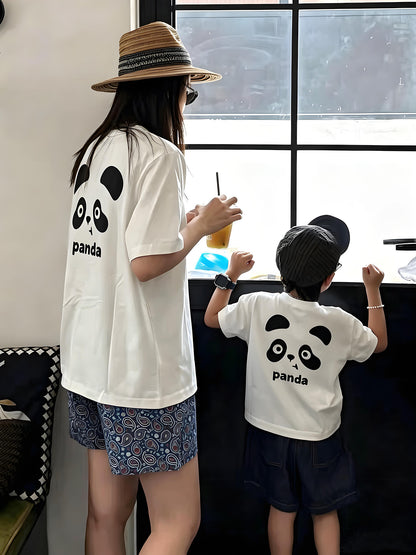 2026 Summer New Panda Family Matching Outfits Cartoon T-Shirts for a Family of Three, Mother-Child and Father-Child Short-Sleeve Outfits for Family Photos - image 1