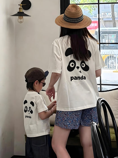 2026 Summer New Panda Family Matching Outfits Cartoon T-Shirts for a Family of Three, Mother-Child and Father-Child Short-Sleeve Outfits for Family Photos - image 2