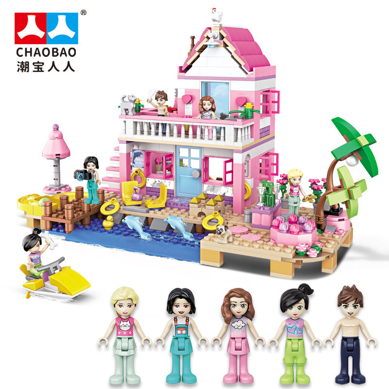Trendy Building Blocks 7647 Girls' Seaside Villa Beach Assembly Toy Puzzle Model Gift - image 4
