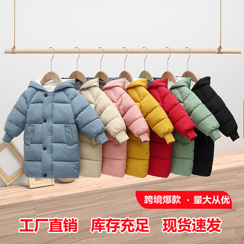 Foreign trade children's cotton coat, mid-length, thickened and warm jacket for boys and girls, baby winter coat, cross-border cotton coat wholesale - image 2