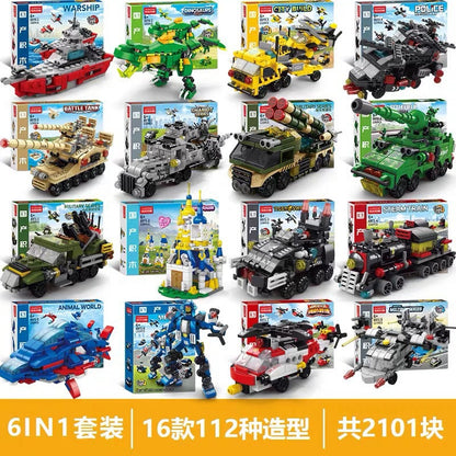 Children's educational building blocks for boys, military tanks, airplanes, cars, fun assembly toy models, blind box wholesale - image 1
