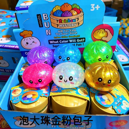 Smiley Face Stress Relief Ball 8.5 Gold Powder Pectin Halloween Bun Stress Relief Toy Christmas Squishy Blind Box Stress Relief Ball - image 2