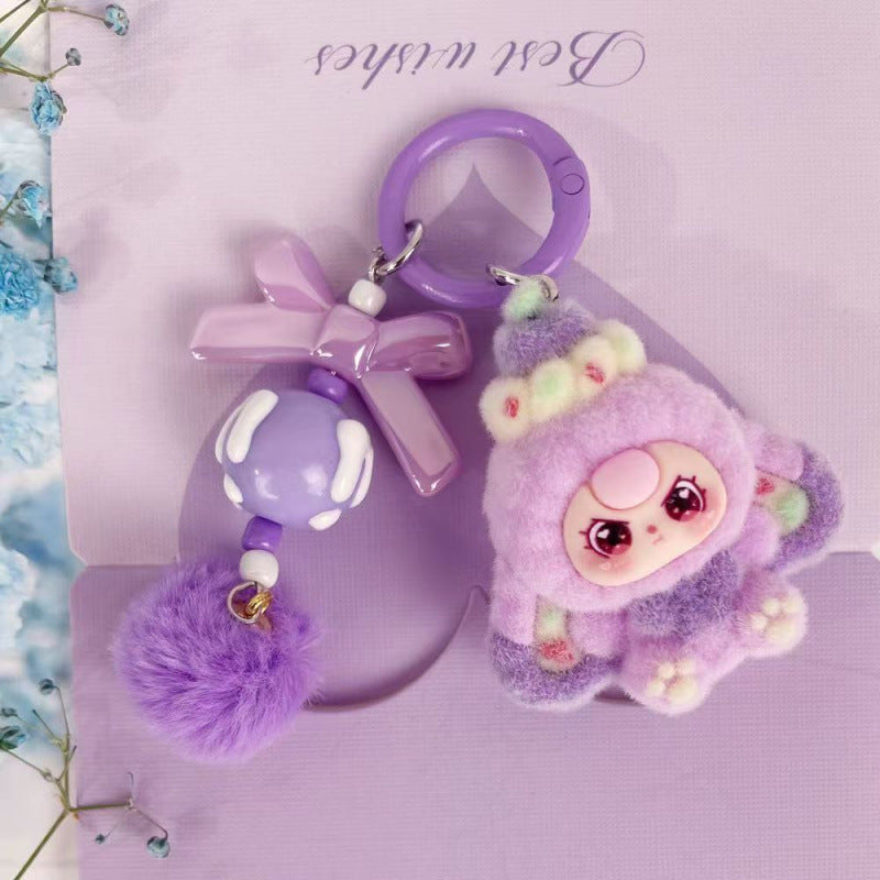 New cute flocked dessert doll keychain for three-year-olds, wholesale cartoon cute plush toy, creative bag pendant for girls - image 3