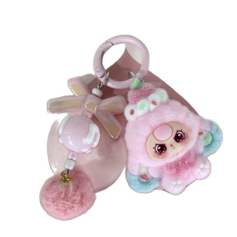 New cute flocked dessert doll keychain for three-year-olds, wholesale cartoon cute plush toy, creative bag pendant for girls - image 5