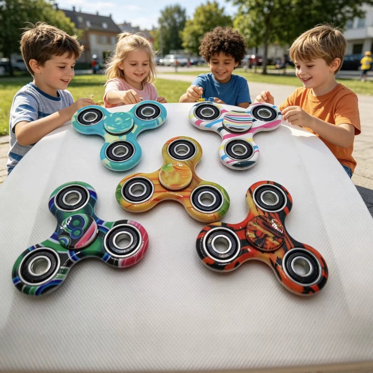 Fidget Spinner Stress Relief Toy Camouflage Electroplated Three-Finger Colorful Finger Spinner Wholesale Street Stall Night Market Cross-Border Hot Item - image 1
