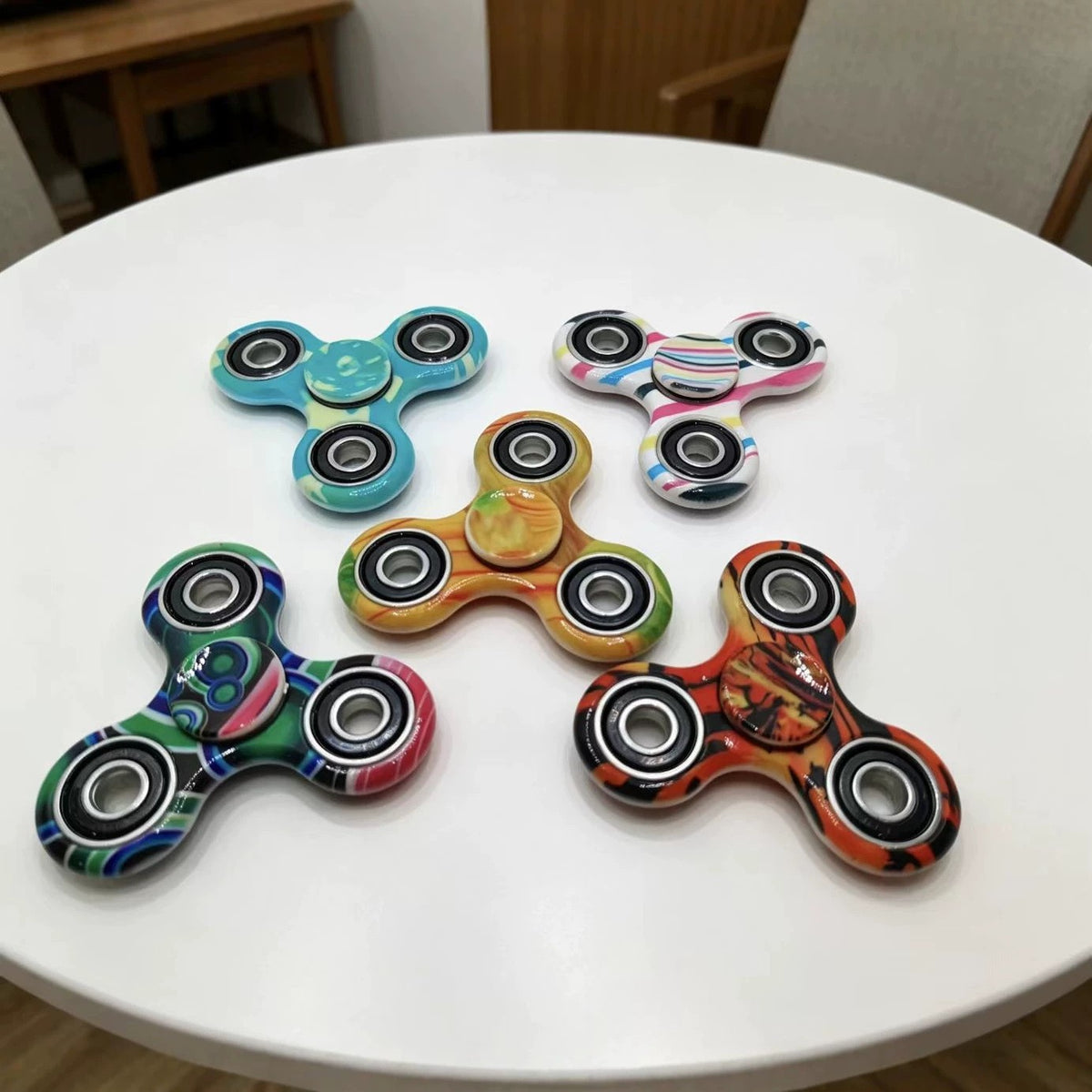 Fidget Spinner Stress Relief Toy Camouflage Electroplated Three-Finger Colorful Finger Spinner Wholesale Street Stall Night Market Cross-Border Hot Item - image 2