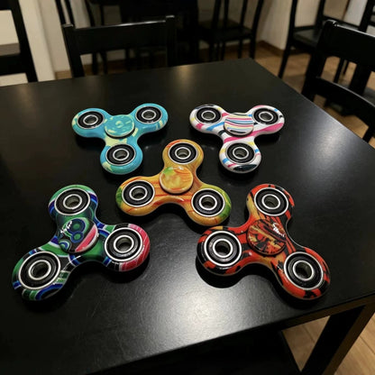 Fidget Spinner Stress Relief Toy Camouflage Electroplated Three-Finger Colorful Finger Spinner Wholesale Street Stall Night Market Cross-Border Hot Item - image 3