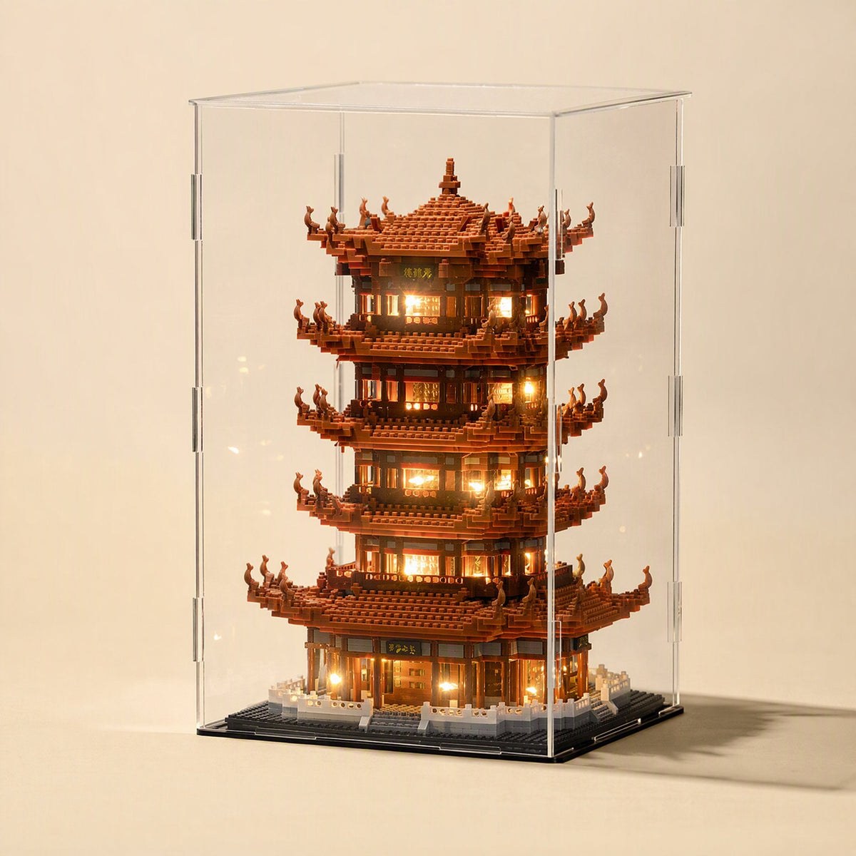 Assembled Yellow Crane Tower building-block 3D puzzle model - view 3