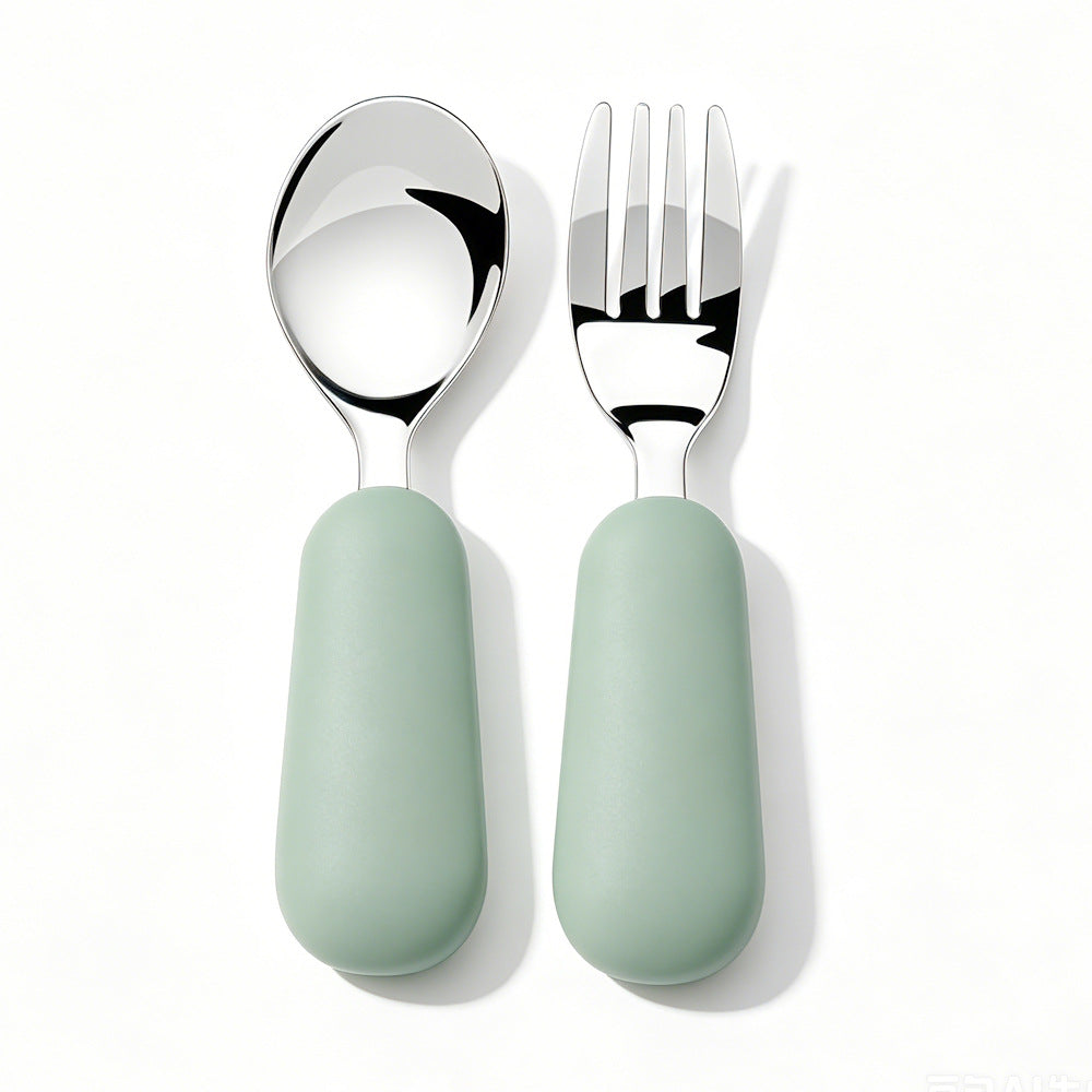 Food-Grade Children's Silicone Stainless Steel Tableware Set, Baby Plate, Feeding Bowl, Bib, Drinking Cup Set, in Stock - image 4
