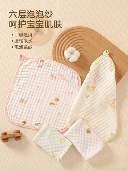 Six-Layer Gauze Saliva Towel for Babies, Class A, Soft and Absorbent, Newborn Baby Face and Bath Towel, Bamboo Cotton Gauze Square Towel - image 1