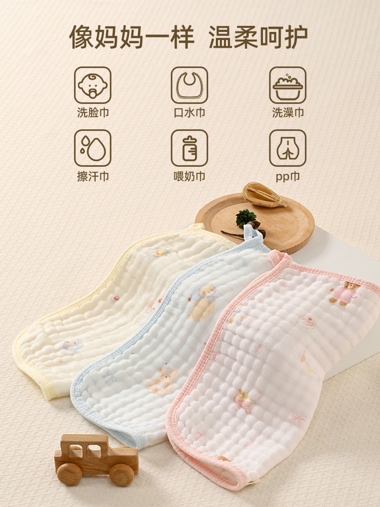 Six-Layer Gauze Saliva Towel for Babies, Class A, Soft and Absorbent, Newborn Baby Face and Bath Towel, Bamboo Cotton Gauze Square Towel - image 2