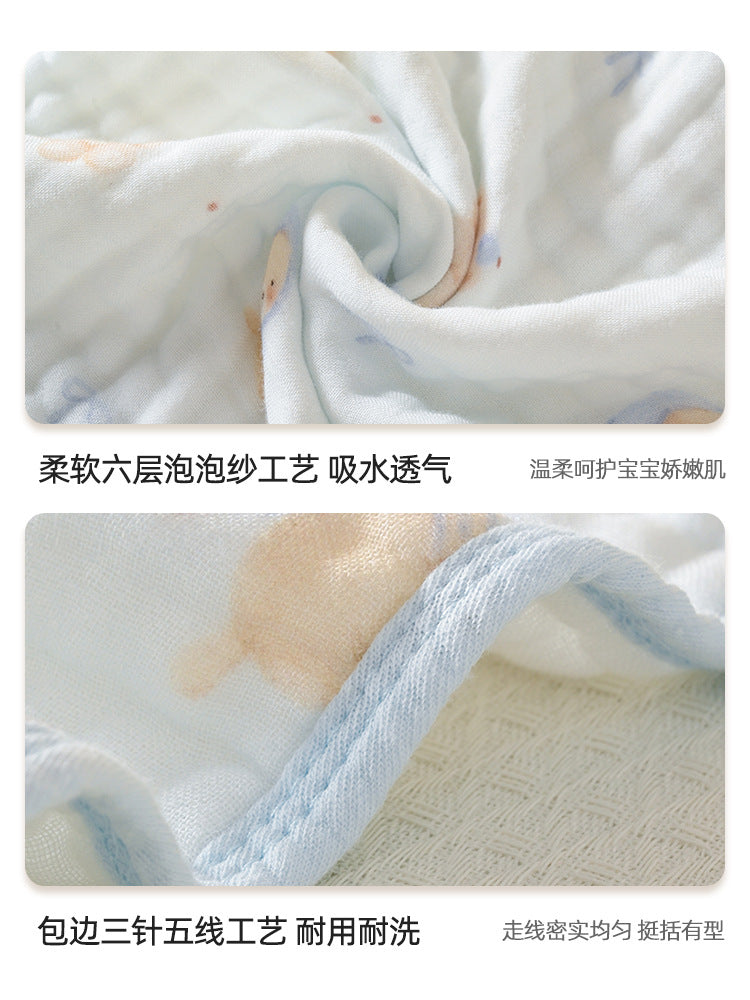 Six-Layer Gauze Saliva Towel for Babies, Class A, Soft and Absorbent, Newborn Baby Face and Bath Towel, Bamboo Cotton Gauze Square Towel - image 3