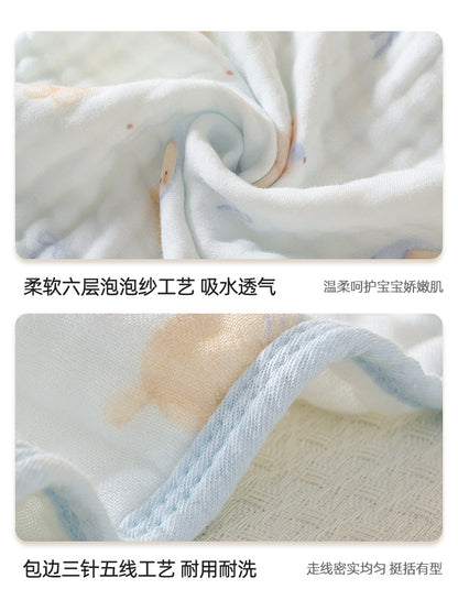 Six-Layer Gauze Saliva Towel for Babies, Class A, Soft and Absorbent, Newborn Baby Face and Bath Towel, Bamboo Cotton Gauze Square Towel - image 3