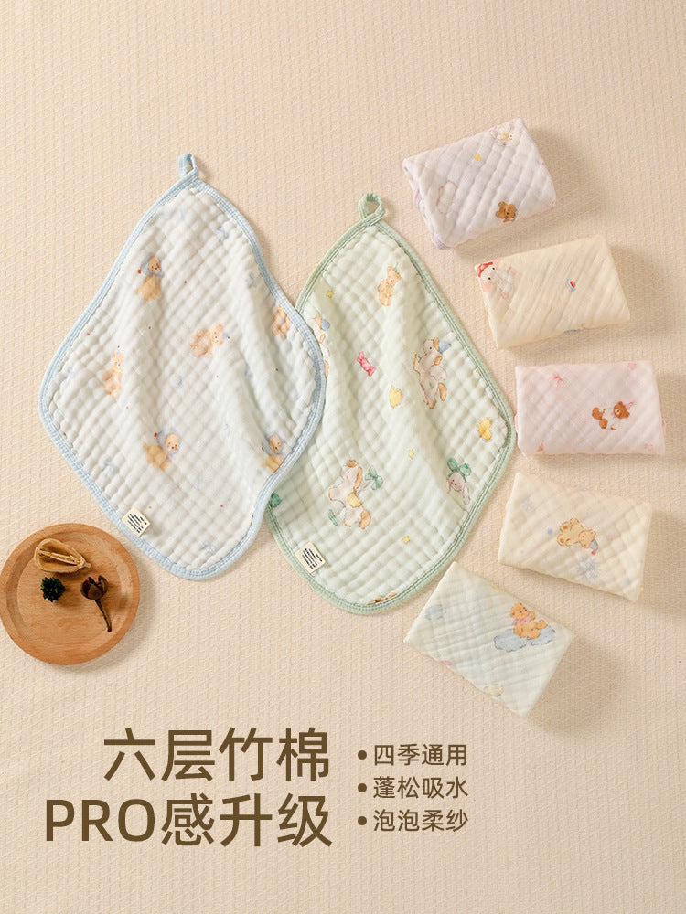 Six-Layer Gauze Saliva Towel for Babies, Class A, Soft and Absorbent, Newborn Baby Face and Bath Towel, Bamboo Cotton Gauze Square Towel - image 5
