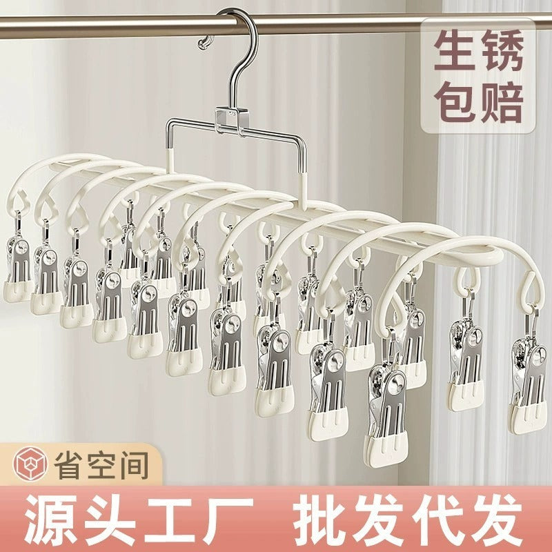 26 New Models of Multi-Clip Sock Drying Racks, Stainless Steel Household Balcony Hangers for Drying Underwear, Windproof Hangers for Baby Socks - image 1