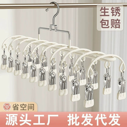 26 New Models of Multi-Clip Sock Drying Racks, Stainless Steel Household Balcony Hangers for Drying Underwear, Windproof Hangers for Baby Socks - image 1