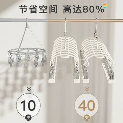 26 New Models of Multi-Clip Sock Drying Racks, Stainless Steel Household Balcony Hangers for Drying Underwear, Windproof Hangers for Baby Socks - image 2