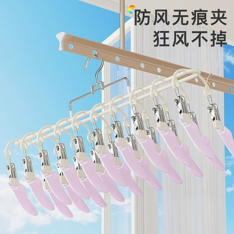 26 New Models of Multi-Clip Sock Drying Racks, Stainless Steel Household Balcony Hangers for Drying Underwear, Windproof Hangers for Baby Socks - image 4