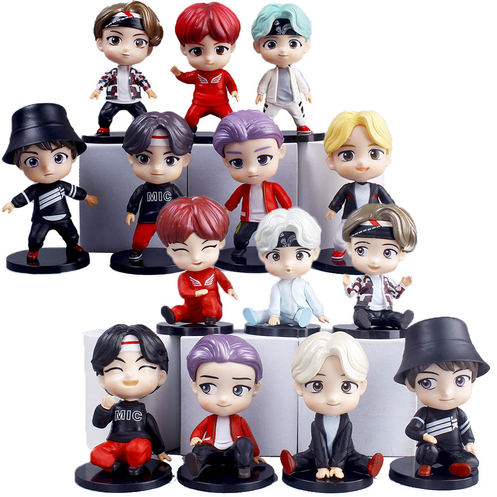 Q-Version Celebrity Idol Group Cartoon Figurines, Bts 7 Capsule Toy Figurines, Blind Box Doll Machine Desktop Ornaments - image 1