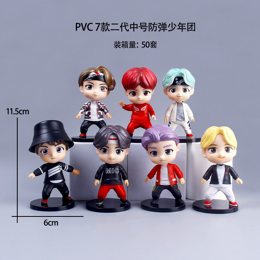 Q-Version Celebrity Idol Group Cartoon Figurines, Bts 7 Capsule Toy Figurines, Blind Box Doll Machine Desktop Ornaments - image 2