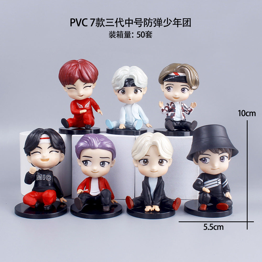Q-Version Celebrity Idol Group Cartoon Figurines, Bts 7 Capsule Toy Figurines, Blind Box Doll Machine Desktop Ornaments - image 3