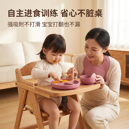 Cross-Border Children's Dinner Plate Silicone Tableware Five-Piece Set Infant Food-Grade Silicone Feeding Bowl Silicone Bowl Feeding Spoon - image 3