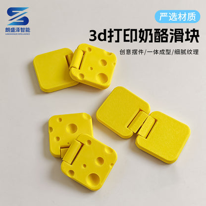 3D Printed Creative and Personalized Yellow Cheese Fingertip Slider Stress Relief Toy Office Decoration Rotating Flip Toy - image 1