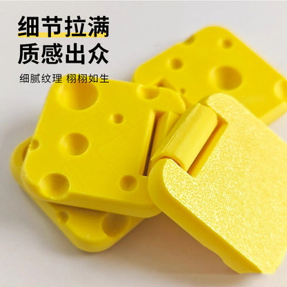 3D Printed Creative and Personalized Yellow Cheese Fingertip Slider Stress Relief Toy Office Decoration Rotating Flip Toy - image 3