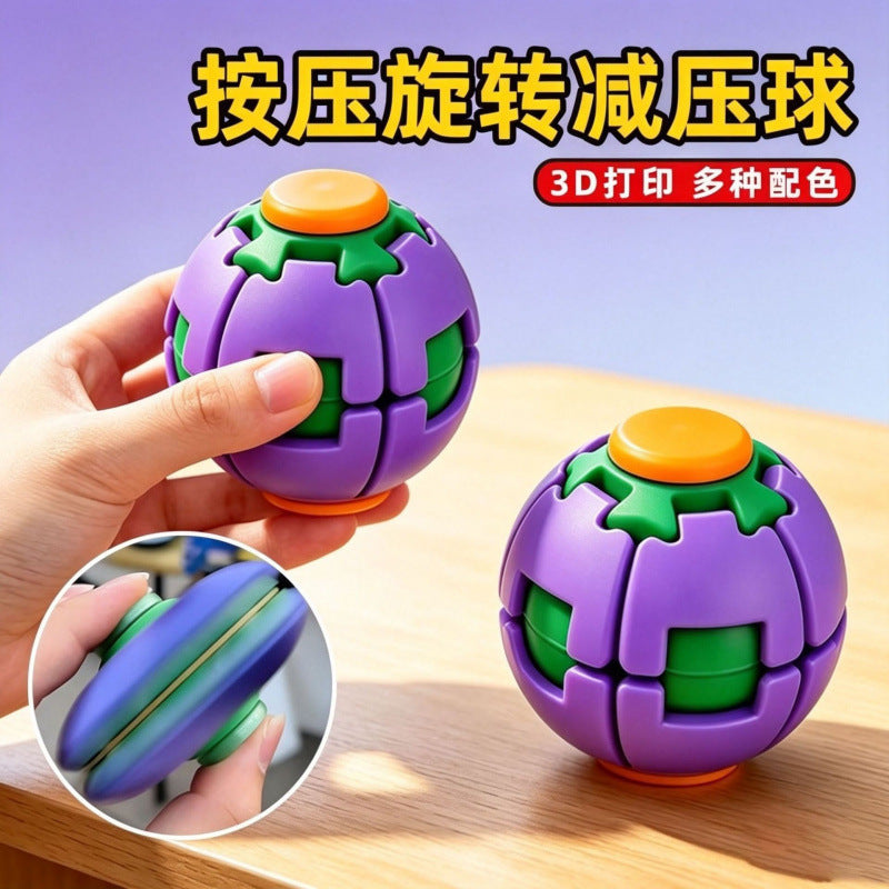 Cross-Border Colorful 3D Printed Press-And-Spin Stress Relief Ball, Football Fidget Spinner, Portable Toy for Office and Classroom - image 2