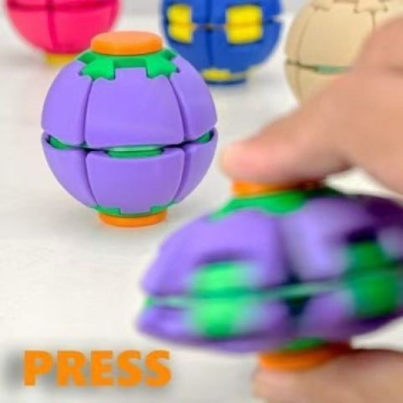 Cross-Border Colorful 3D Printed Press-And-Spin Stress Relief Ball, Football Fidget Spinner, Portable Toy for Office and Classroom - image 3
