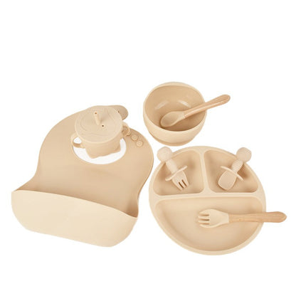 Cross-Border Food-Grade Silicone Children's Tableware, Baby Plate Set of Eight, Bib, Supplementary Food Bowl, Baby Supplementary Food Spoon, Mother and Baby - image 5