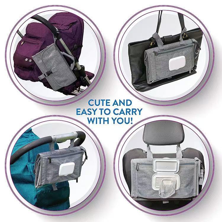 Baby Diaper Changing Pad Portable Travel Diaper Changing Mat Bag Stroller Hanging Type Newborn Diaper Protector - image 4