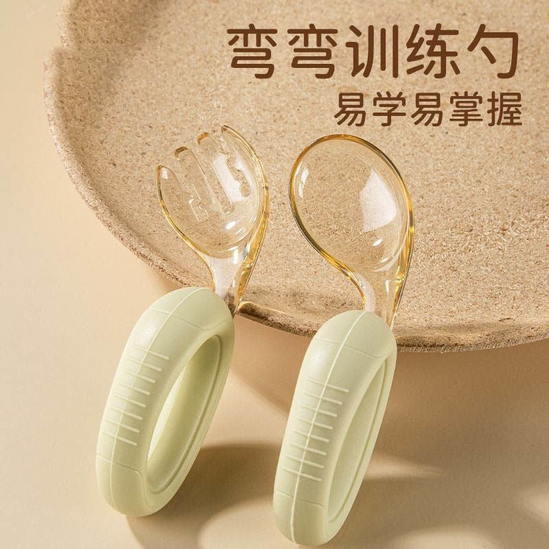 Cross-Border Baby Spoon Children's Learning-To-Eat Training Spoon Infant Silicone Ppsu Complementary Food Short-Handle Spoon and Fork - image 4