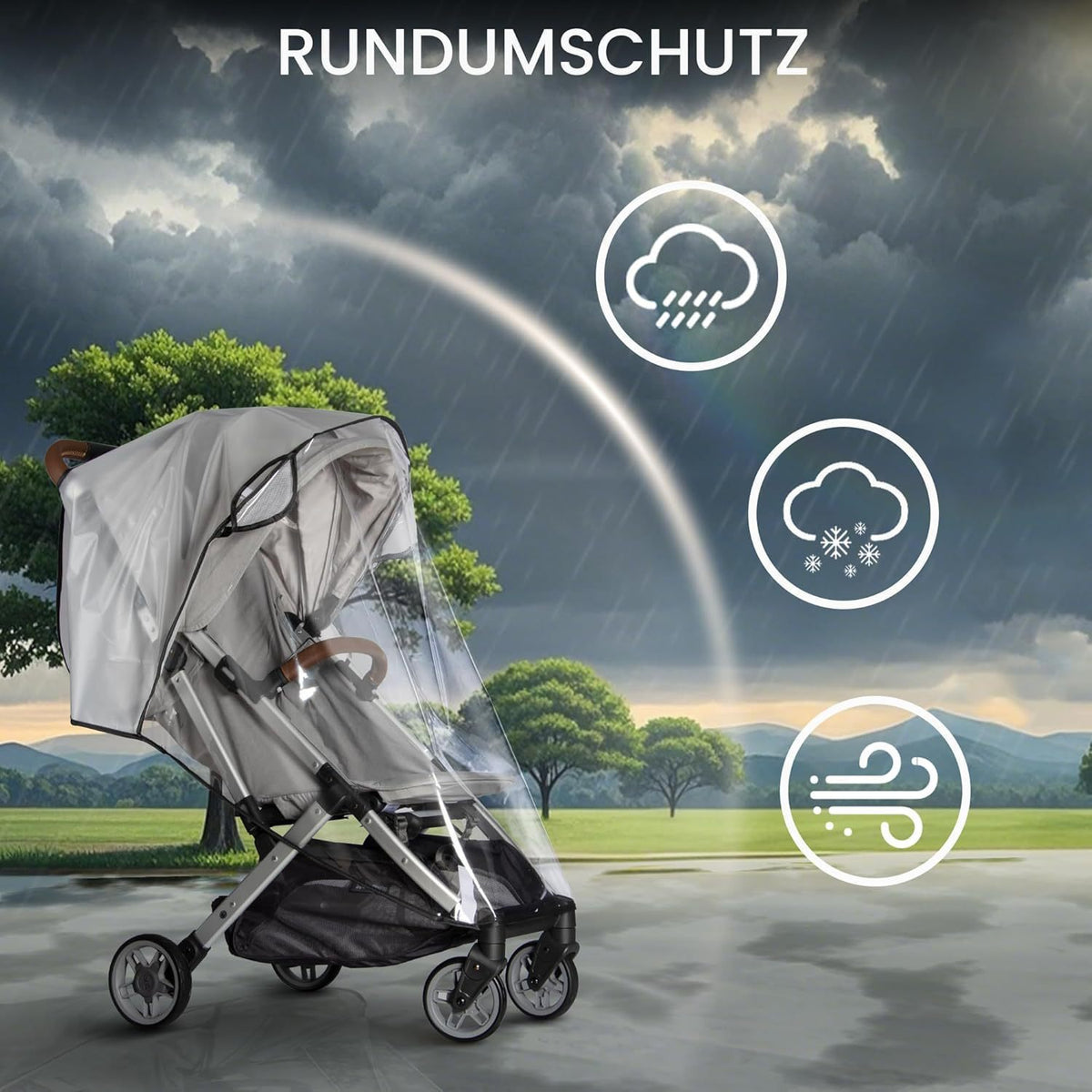Stroller Cover, Baby Stroller Rain Cover, Universal Raincoat, Universal Stroller Cover, Baby Windproof and Rainproof Cover - image 3