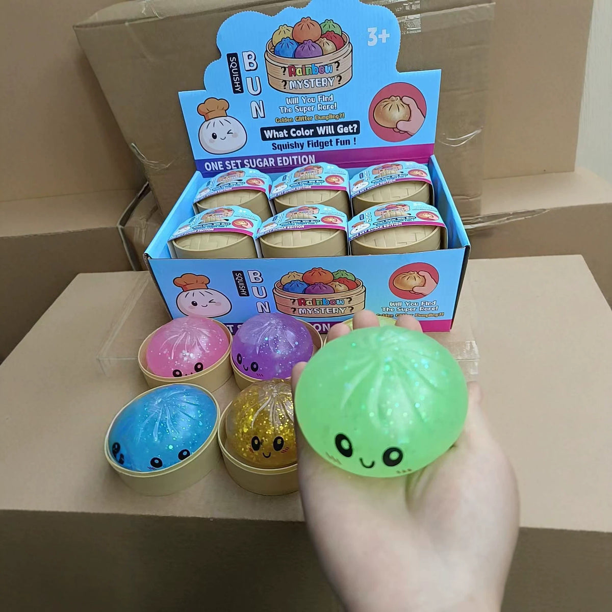 Cross-Border Stress-Relief Colorful Smiley Face Simulation Steamer Bun Squishy Toy Cute Expression Quick Rebound Food Toy Bun - image 2