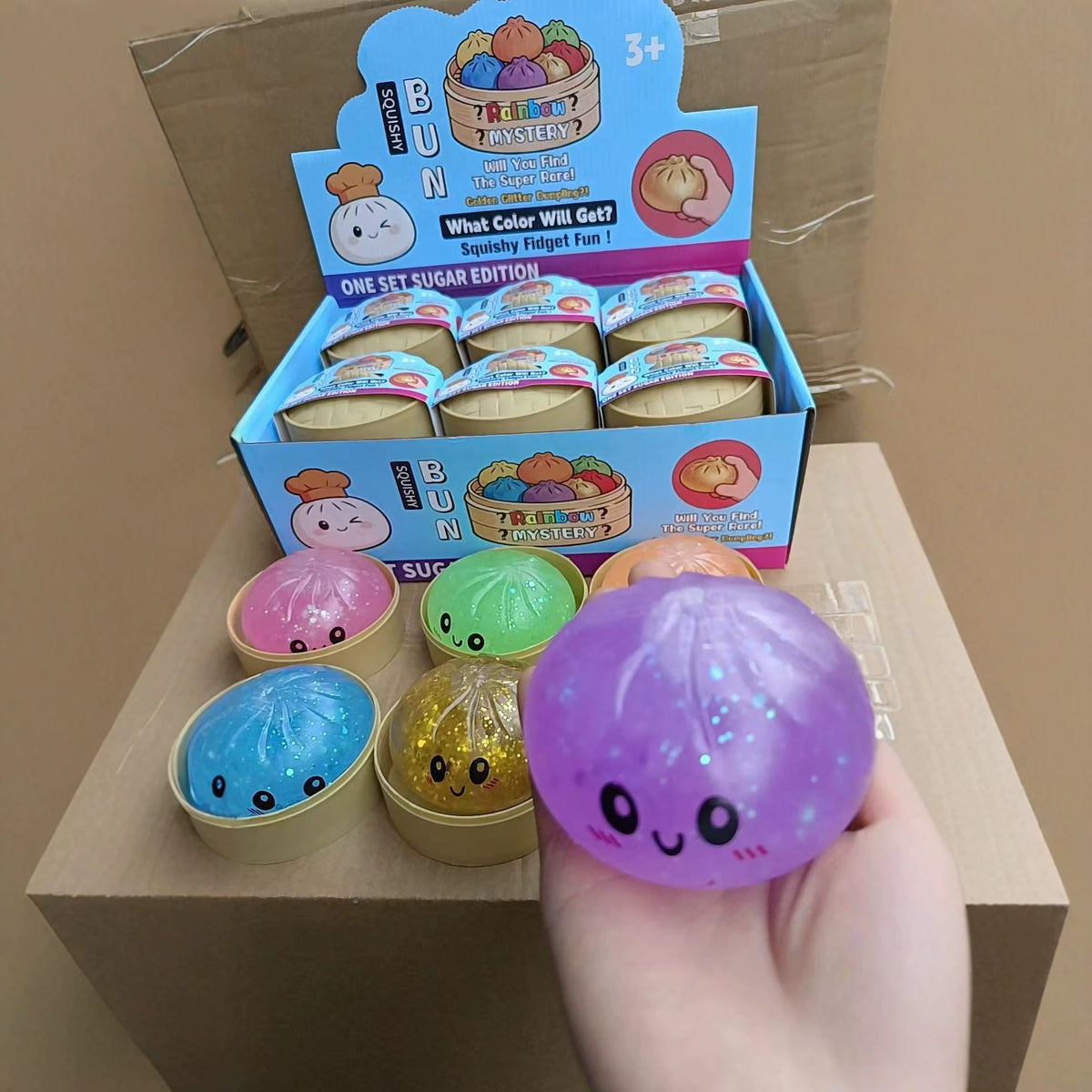 Cross-Border Stress-Relief Colorful Smiley Face Simulation Steamer Bun Squishy Toy Cute Expression Quick Rebound Food Toy Bun - image 3