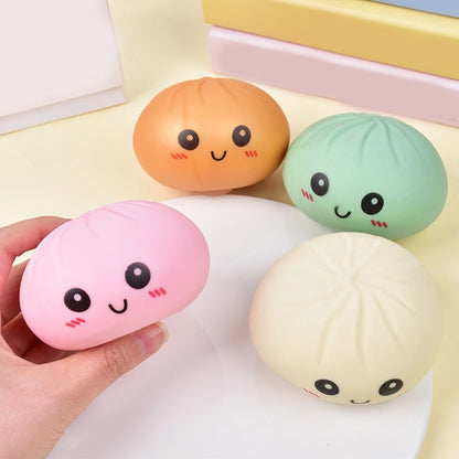 Cross-Border Stress-Relief Colorful Smiley Face Simulation Steamer Bun Squishy Toy Cute Expression Quick Rebound Food Toy Bun - image 4
